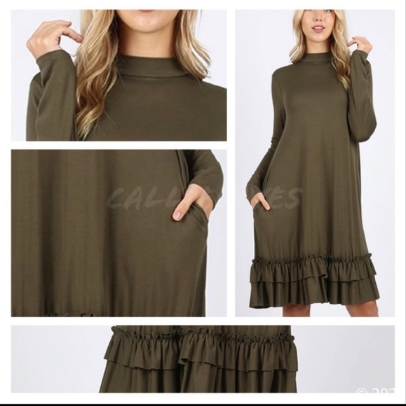 Women's Elaine Ruffled Mock Neck Work Dress - Picture 2 of 4